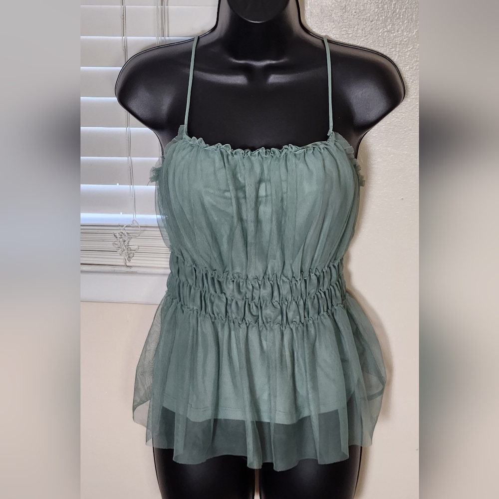 Green Tule top H&M